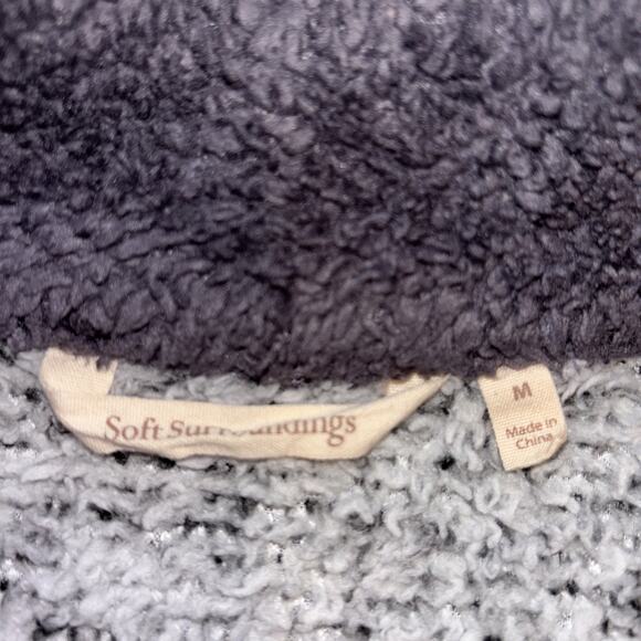 Soft Surroundings Sz Med 1/4 Zip Gray Mock Cozy Fleece Loungewear Pullover - Picture 3 of 8